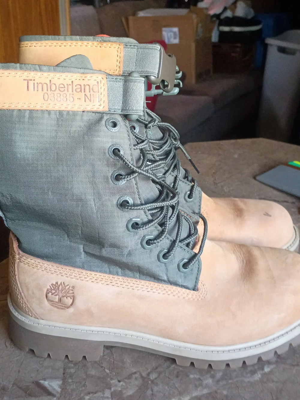Timberland 03885-NH Military Gaiter Tall Boot Wheat Olive Buckle Strap Size 5